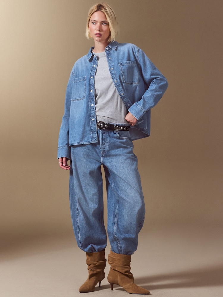 Mid Blue Long Sleeve Denim Shirt - Image 2 of 9