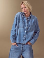 Mid Blue Long Sleeve Denim Shirt - Image 4 of 9