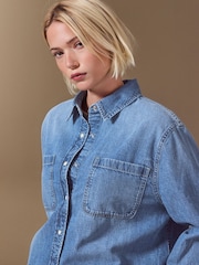 Mid Blue Long Sleeve Denim Shirt - Image 6 of 9