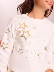 Lipsy Cream Star Christmas Sweat Jumper (5-16yrs) - Image 4 of 6