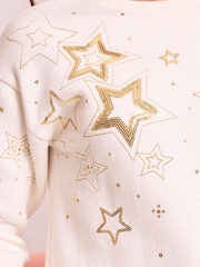 Lipsy Cream Star Christmas Sweat Jumper (5-16yrs) - Image 6 of 6