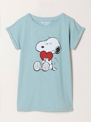 FatFace Blue Snoopy Heart Graphic T-Shirt - Image 5 of 5