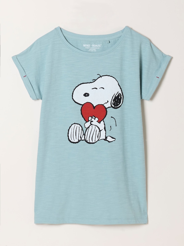 FatFace Blue Snoopy Heart Graphic T-Shirt - Image 5 of 5