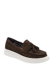 Frank Wright Brown Suede Slip-On Loafers - Image 1 of 4