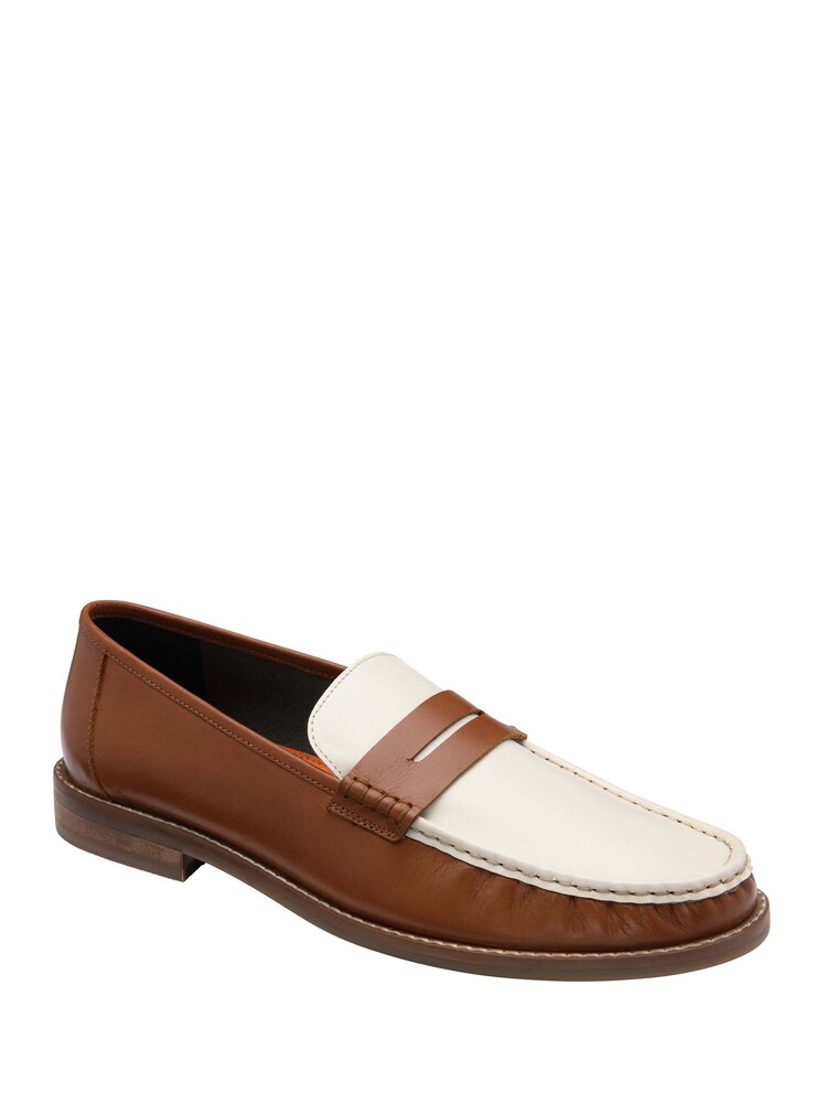 Frank Wright Brown Leather Slip-On Penny Loafers - Image 1 of 4
