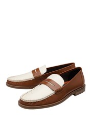 Frank Wright Brown Leather Slip-On Penny Loafers - Image 2 of 4