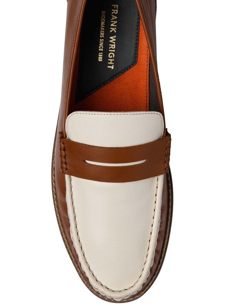 Frank Wright Brown Leather Slip-On Penny Loafers - Image 4 of 4
