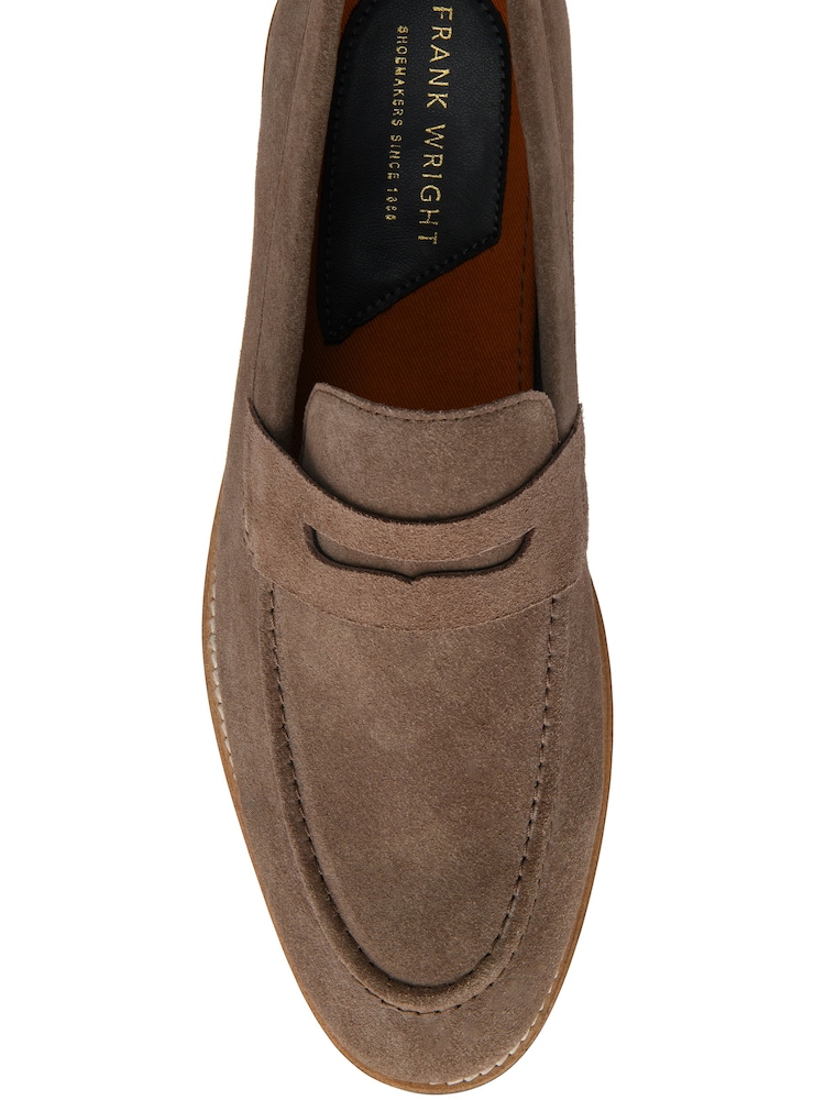 Frank Wright Brown Suede Slip-On Penny Loafers - Image 4 of 4 Frank Wright Brown Suede Slip-On Penny Loafers - Image 4 of 4