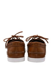 Frank Wright Brown Leather Lace-Up Boat Shoes - Image 3 of 4
