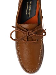 Frank Wright Brown Leather Lace-Up Boat Shoes - Image 4 of 4