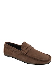 Frank Wright Brown Suede Slip-On Penny Loafers - Image 1 of 4