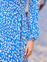 أزرق - فستان ملفوف وهمي بطبعة مزركشة بيزلي من Sosandar - Image 5 of 5