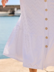Sosandar Broderie Button Through Belted Midaxi Dress - صورة 4 من 5