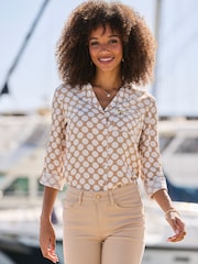 Sosandar Brown Spot Print Utility Shirt - Image 1 of 5