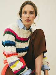 Boden Cream Cotton Cable Jumper - Image 1 of 7