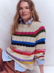 Boden Cream Cotton Cable Jumper - Image 2 of 7