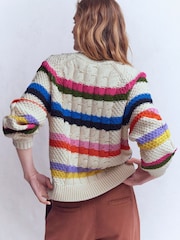 Boden Cream Cotton Cable Jumper - Image 4 of 7