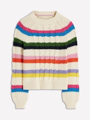 Boden Cream Cotton Cable Jumper - Image 6 of 7