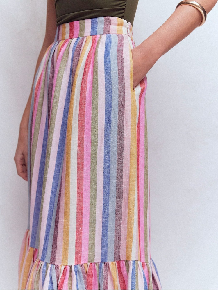 Boden Cream Abigail Linen Maxi Skirt - Image 2 of 6