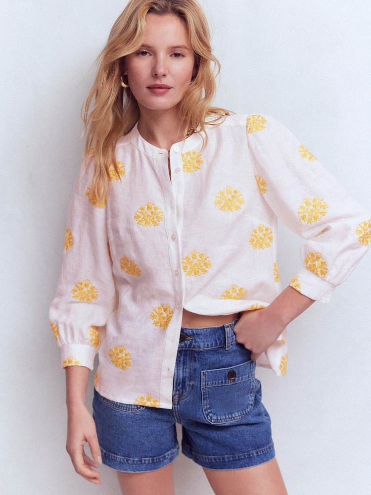 Boden White Alicia Linen Top - Image 1 of 6