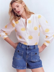 Boden White Alicia Linen Top - Image 3 of 6