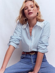 Boden Blue Cara Cotton Shirt - Image 1 of 5