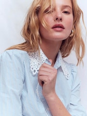 Boden Blue Cara Cotton Shirt - Image 4 of 5