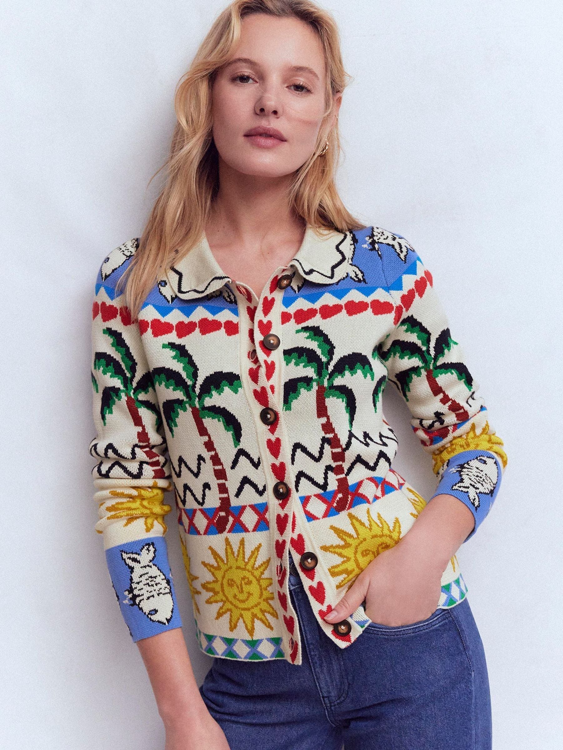 Buy Boden Cream Jacquard Knitted Shacket from Next USA