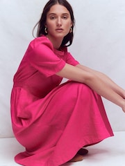 Boden Pink Ivy Linen Midi Dress - Image 4 of 5