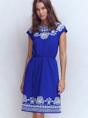 Boden Blue Jersey Cutwork Short Dress - Image 2 of 6