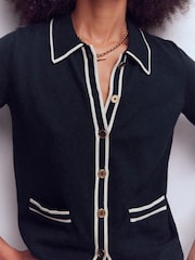 Boden Blue Liz Striped Collared Cardigan - Image 2 of 6