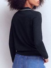 Boden Blue Liz Striped Collared Cardigan - Image 3 of 6