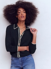 Boden Blue Liz Striped Collared Cardigan - Image 4 of 6