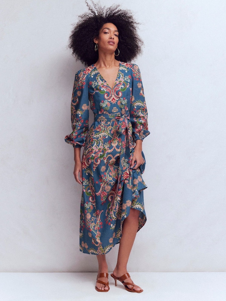 Boden Blue Florence Linen Blend Dress - Image 2 of 6