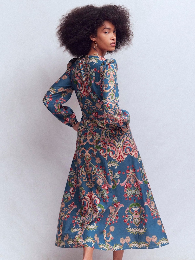 Buy Boden Blue Linen Blend Dress from Next USA