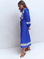 Boden Ava Linen Blend Midi Dress - Imagen 1 de 6