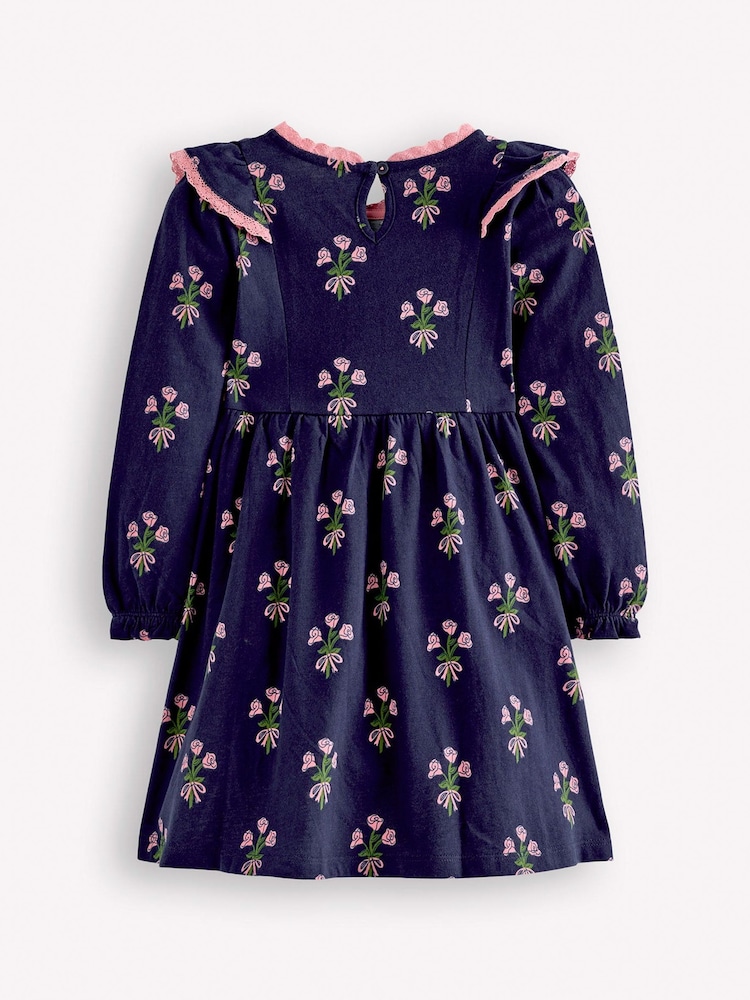 Boden Blue Long Sleeve Ruffle Dress - Image 2 of 3