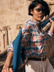 Boden Green Esme Smocked Detail Frill Blouse - Image 1 of 7