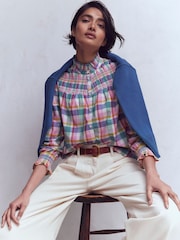 Boden Green Esme Smocked Detail Frill Blouse - Image 3 of 7