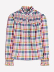 Boden Green Esme Smocked Detail Frill Blouse - Image 7 of 7