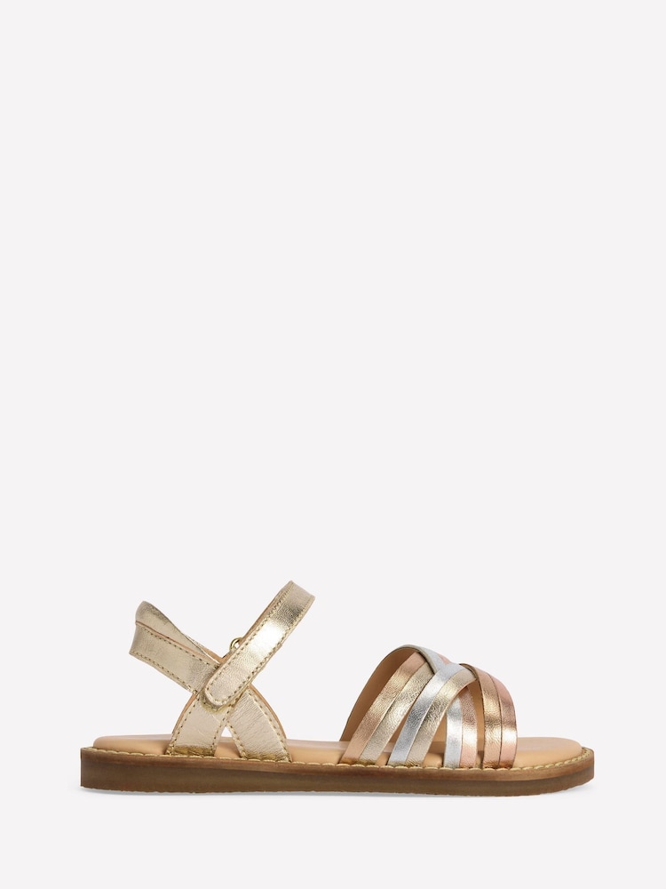 Boden Metallic Crossed Leather Sandals - Image 1 of 3 Boden Metallic Crossed Leather Sandals - Image 1 of 3
