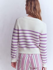 Boden Purple Lucy Chunky Cotton Cardigan - Image 3 of 7