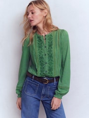 Boden Green Embroidered Jersey Shirt - Image 1 of 5
