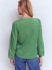 Boden Green Embroidered Jersey Shirt - Image 3 of 5