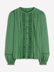 Boden Green Embroidered Jersey Shirt - Image 5 of 5