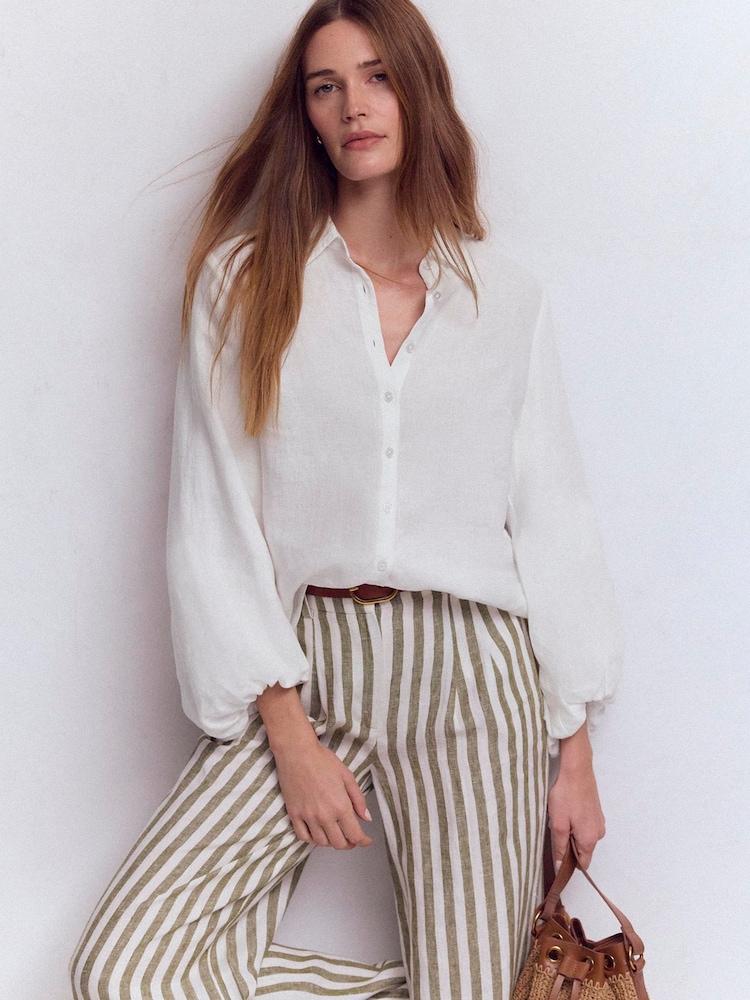 Boden Puff Sleeve Linen Shirt - Imaginea 1 din 5