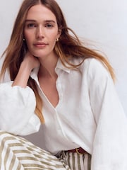 Boden Puff Sleeve Linen Shirt - Imaginea 3 din 5