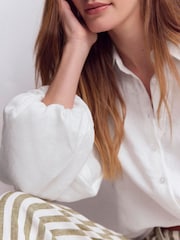 Boden Puff Sleeve Linen Shirt - Imaginea 4 din 5