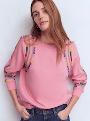 Boden Pink Hannah Embroidered Sweatshirt - Image 1 of 5