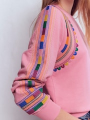 Boden Pink Hannah Embroidered Sweatshirt - Image 2 of 5